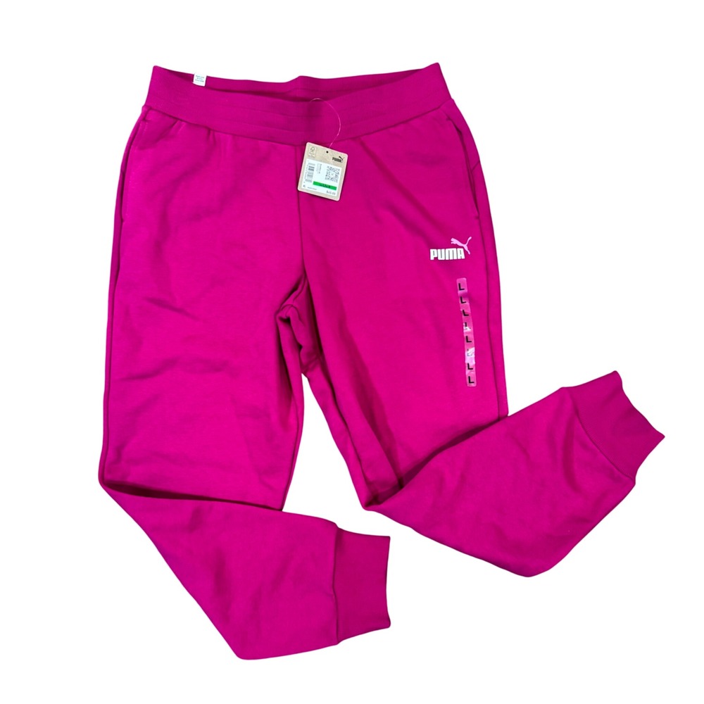 Puma Womens L ESS Sweatpants Magenta Gleam‎ Pink Fleece Joggers 846866 46 New L - Picture 2 of 7
